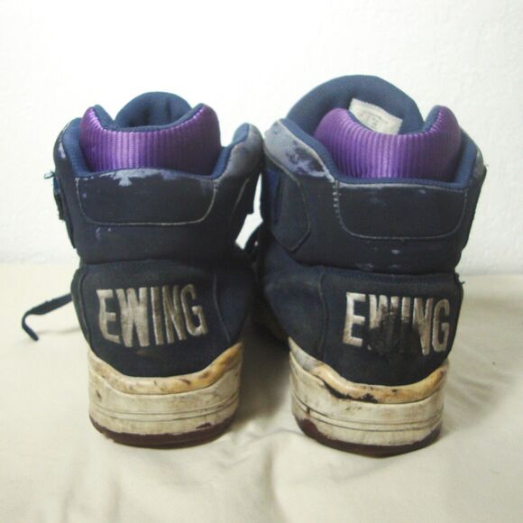 PATRICK EWING Blue Suede Sneakers Vintage Shoes High Tops Lace Up Basketball 12 - Picture 5 of 8